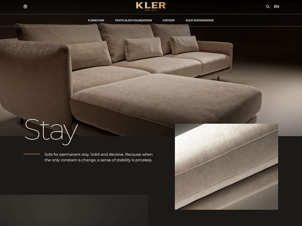 Furniture by KLER as presented on KLER's e-commerce storefront