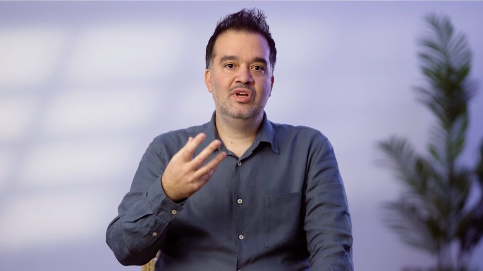 Photo of Evangelos Gongolidis, Chief Technology Officer at Insurancemarket, talking about its solution for call analysis