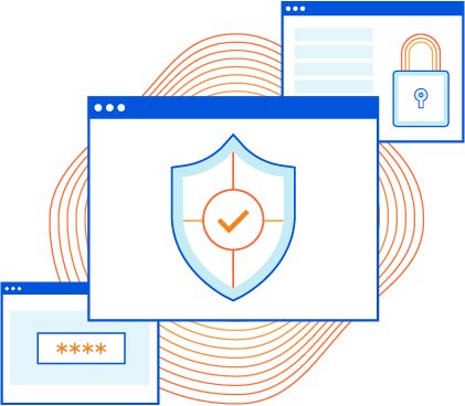 Illustration of application windows secured by Cloudflare's web application firewall