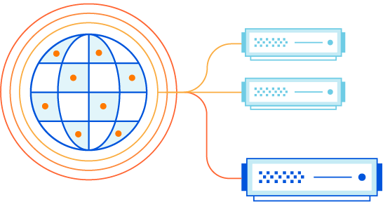 Illustration of Cloudflare's global content delivery network